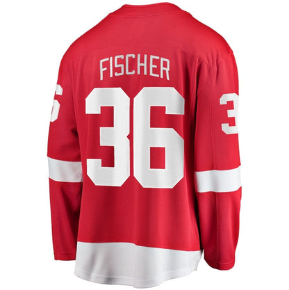 D.Red Wings #36 Christian Fischer Fanatics Home Breakaway Jersey - Red Stitched American Hockey Jerseys CustomName