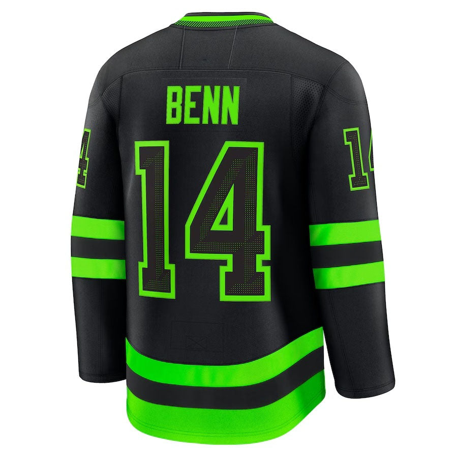 D.Stars #14 Jamie Benn Fanatics Alternate Premium Jersey - Black Stitched American Hockey Jerseys CustomName
