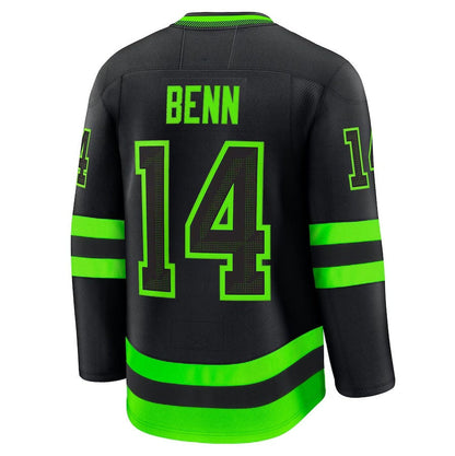 D.Stars #14 Jamie Benn Fanatics Alternate Premium Jersey - Black Stitched American Hockey Jerseys CustomName