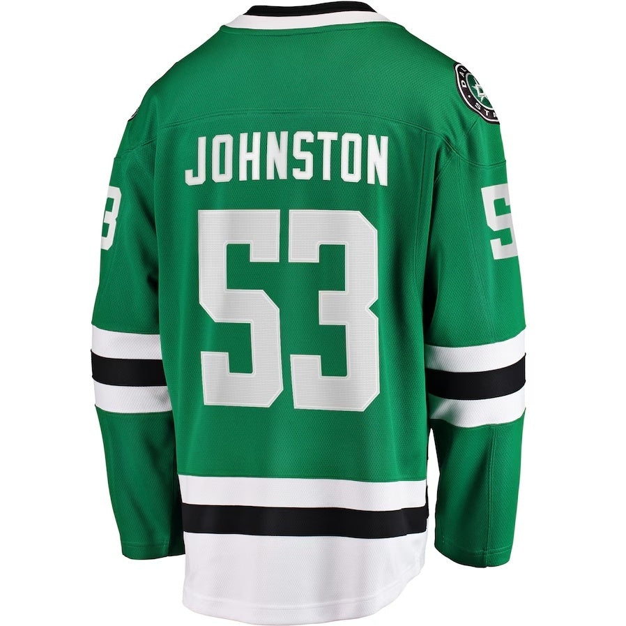 D.Stars #53 Wyatt Johnston Fanatics Home Breakaway Player Jersey - Kelly Green Stitched American Hockey Jerseys CustomName
