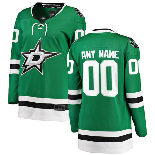 Custom D.Stars Fanatics Branded Home Breakaway Jersey Green Stitched American Hockey Jerseys CustomName