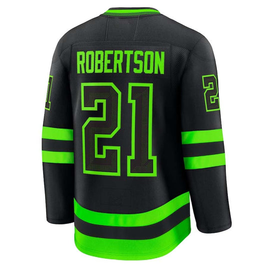 D.Stars #21 Jason Robertson Fanatics Alternate Premium Jersey - Black Stitched American Hockey Jerseys CustomName