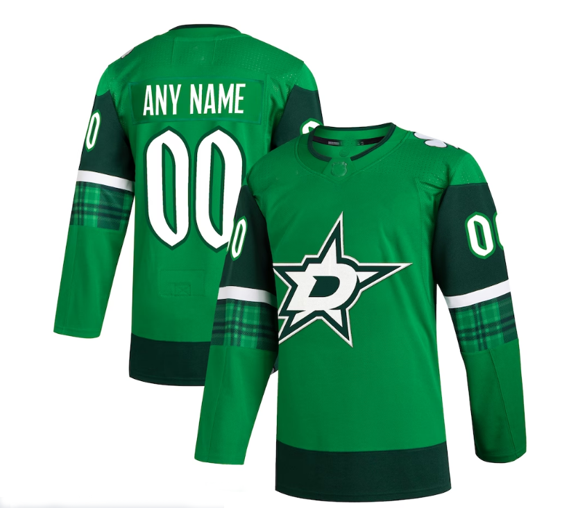 Custom D.Stars 2023 St. Patrick's Day Primegreen Authentic Jersey - Kelly Green Stitched American Hockey Jerseys CustomName