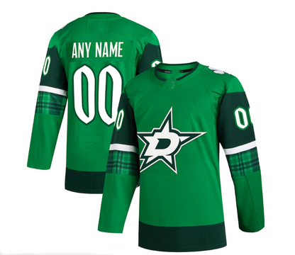 Custom D.Stars 2023 St. Patrick's Day Primegreen Authentic Jersey - Kelly Green Stitched American Hockey Jerseys CustomName