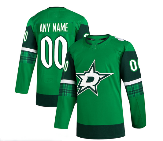 Custom D.Stars 2023 St. Patrick's Day Primegreen Authentic Jersey - Kelly Green Stitched American Hockey Jerseys CustomName