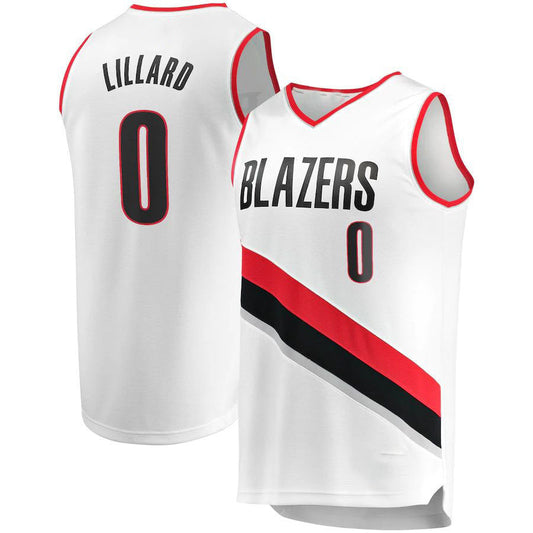 P.Trail Blazers #0 Damian Lillard Fanatics Branded 2020-21 Fast Break Replica Jersey Association Edition White Stitched American Basketball Jersey