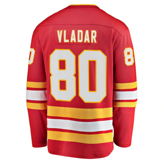 C.Flames #80 Daniel Vladar Fanatics Branded Home Breakaway Player Jersey Red Stitched American Hockey Jerseys CustomName