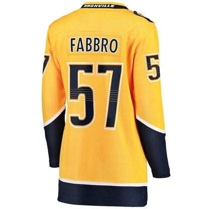 N.Predators #57 Dante Fabbro Fanatics Branded Home Breakaway Player Jersey Gold Stitched American Hockey Jerseys CustomName