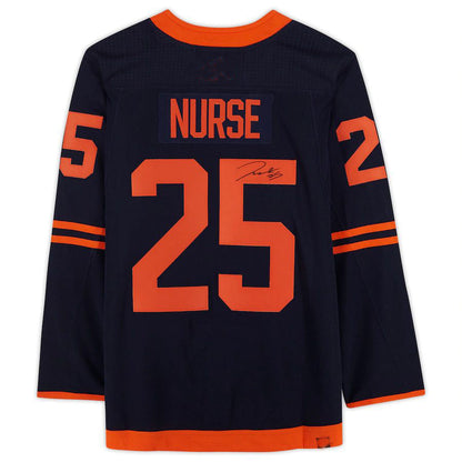 E.Oilers #25 Darnell Nurse Fanatics Authentic Autographed Alternate Jersey Navy Stitched American Hockey Jerseys CustomName