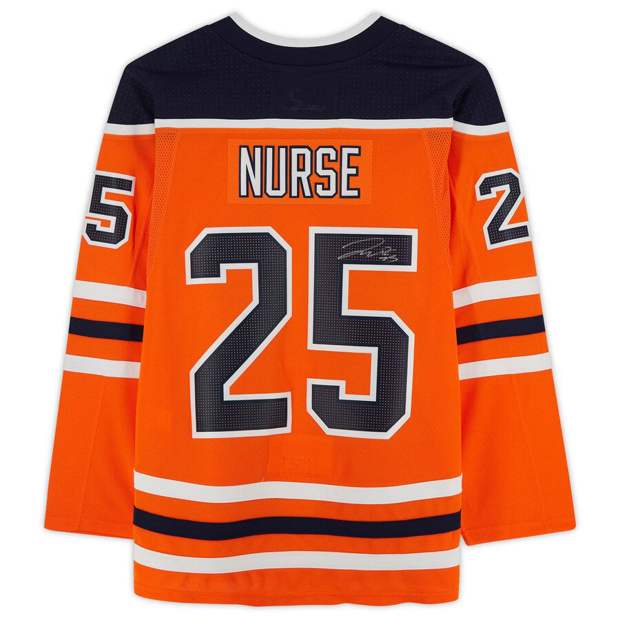 E.Oilers #25 Darnell Nurse Fanatics Authentic Autographed Jersey Orange Stitched American Hockey Jerseys CustomName