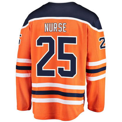 E.Oilers #25 Darnell Nurse Fanatics Branded Breakaway Player Jersey Orange Stitched American Hockey Jerseys CustomName