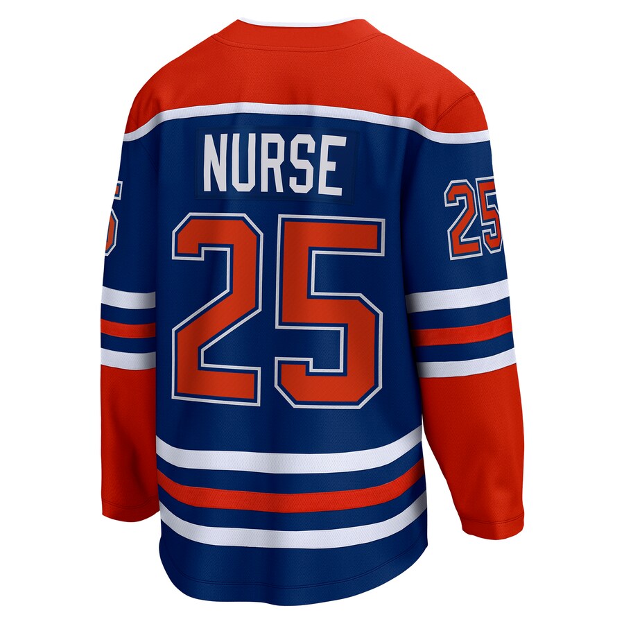 E.Oilers #25 Darnell Nurse Fanatics Branded Home Breakaway Player Jersey Royal Stitched American Hockey Jerseys CustomName