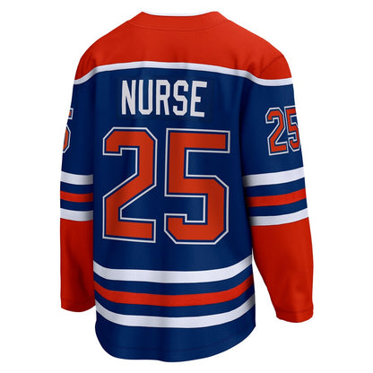 E.Oilers #25 Darnell Nurse Fanatics Branded Home Breakaway Player Jersey Royal Stitched American Hockey Jerseys CustomName