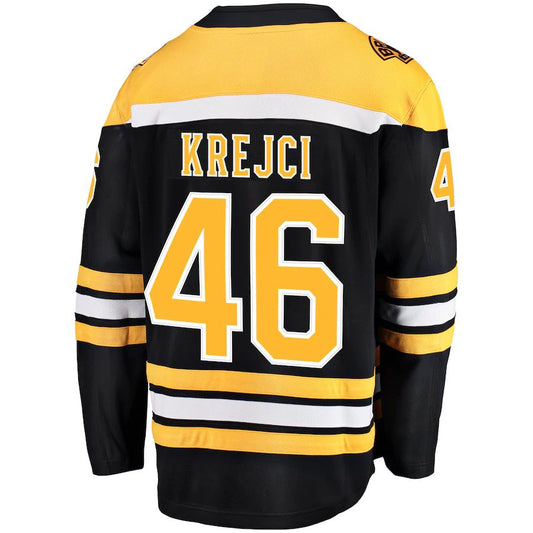 B.Bruins #46 David Krejci Fanatics Branded Home Breakaway Player Jersey Black Stitched American Hockey Jerseys CustomName
