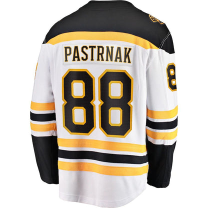 B.Bruins #88 David Pastrnak Fanatics Branded Away Premier Breakaway Player Jersey White Black Stitched American Hockey Jerseys CustomName