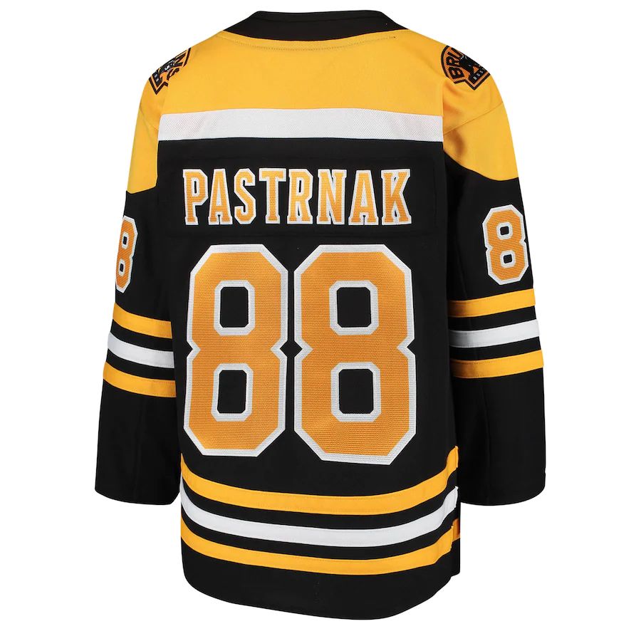 B.Bruins #88 David Pastrnak Home Premier Player Jersey Black Stitched American Hockey Jerseys CustomName