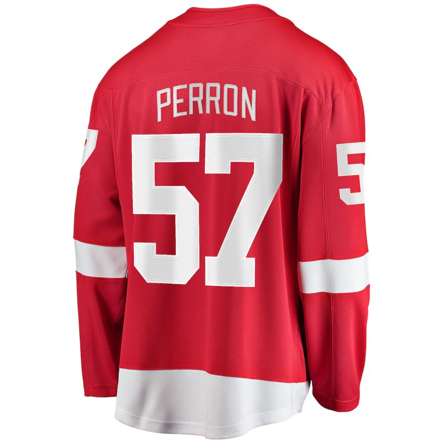 D.Red Wings #57 David Perron Fanatics Branded Home Breakaway Player Jersey Red Stitched American Hockey Jerseys CustomName