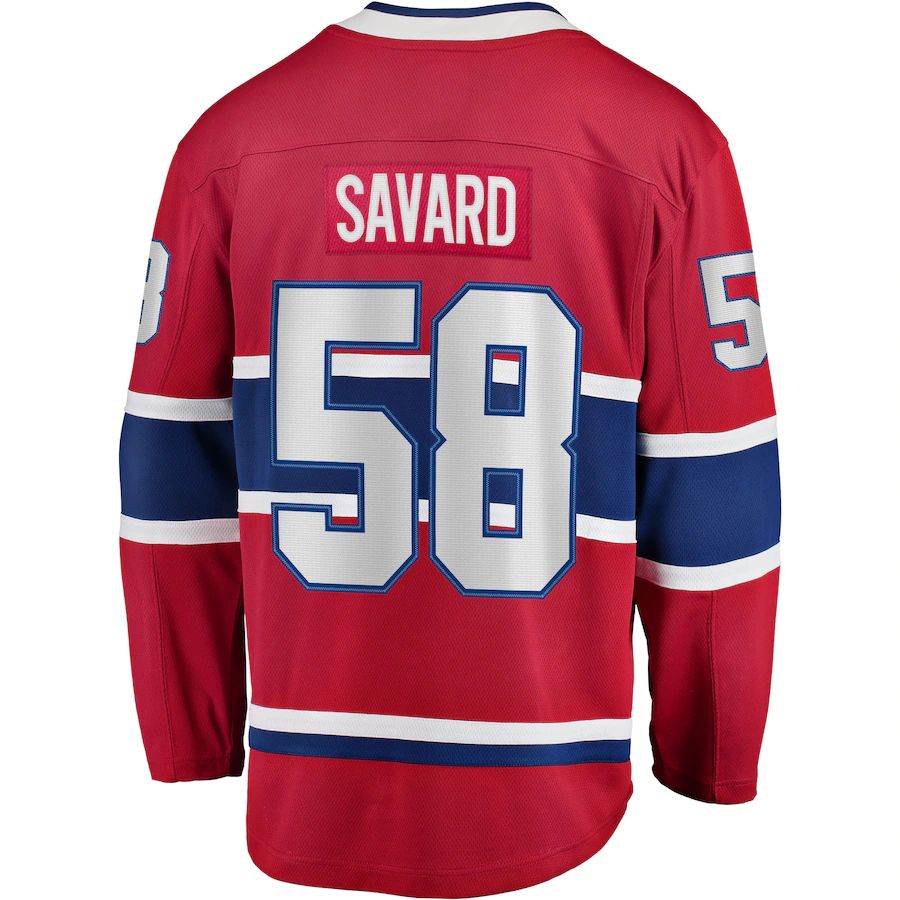 M.Canadiens #58 David Savard Fanatics Branded Home Breakaway Player Jersey Red Stitched American Hockey Jerseys CustomName