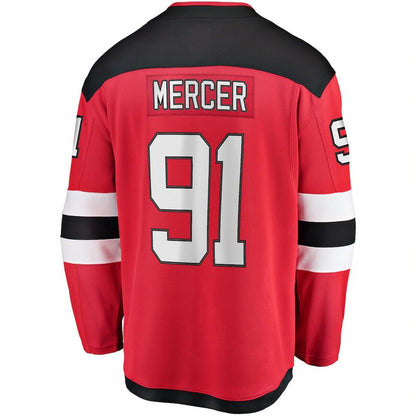 NJ.Devils #91 Dawson Mercer Fanatics Branded Home Breakaway Jersey Red Stitched American Hockey Jerseys CustomName