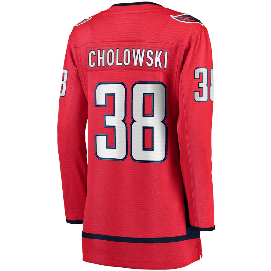 W.Capitals #38 Dennis Cholowski Fanatics Branded Home Breakaway Player Jersey  Red Stitched American Hockey Jerseys CustomName