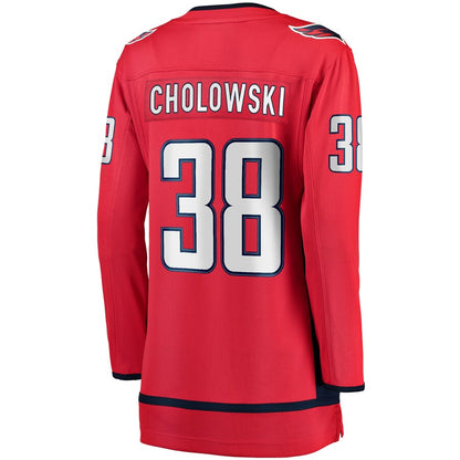 W.Capitals #38 Dennis Cholowski Fanatics Branded Home Breakaway Player Jersey  Red Stitched American Hockey Jerseys CustomName