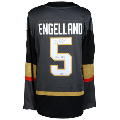 V.Golden Knights #5 Deryk Engelland Fanatics Authentic Autographed Breakaway Jersey with Vegas Born Inscription Gray Stitched American Hockey Jerseys CustomName