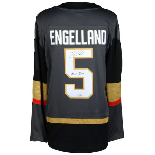 V.Golden Knights #5 Deryk Engelland Fanatics Authentic Autographed Breakaway Jersey with Vegas Born Inscription Gray Stitched American Hockey Jerseys CustomName