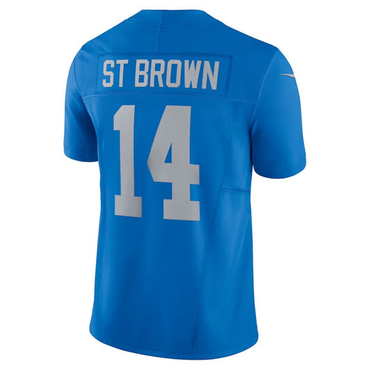 D.Lions #14 Amon-Ra St. Brown Blue Vapor F.U.S.E. Alternate Limited Stitched American Football Jerseys