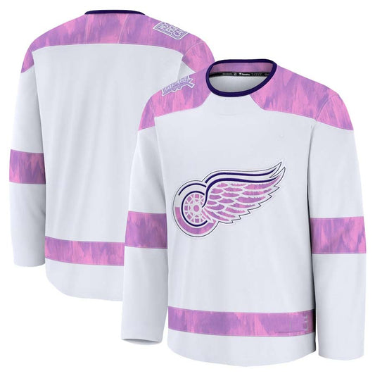 D.Red Wings Fanatics 2024 Hockey Fights Cancer Practice Jersey - White Stitched American Hockey Jerseys CustomName