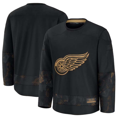 D.Red Wings Fanatics 2024 Military Appreciation Practice Jersey - Black Stitched American Hockey Jerseys CustomName