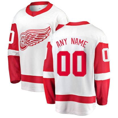 Custom D.Red Wings Fanatics Branded Away Breakaway Jersey White Stitched American Hockey Jerseys CustomName