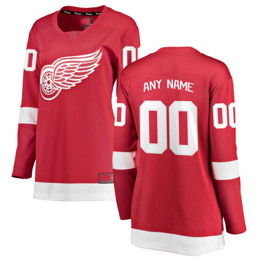 Custom D.Red Wings Fanatics Branded Home Breakaway Jersey Red Stitched American Hockey Jerseys CustomName