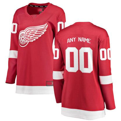 Custom D.Red Wings Fanatics Branded Home Breakaway Jersey Red Stitched American Hockey Jerseys CustomName