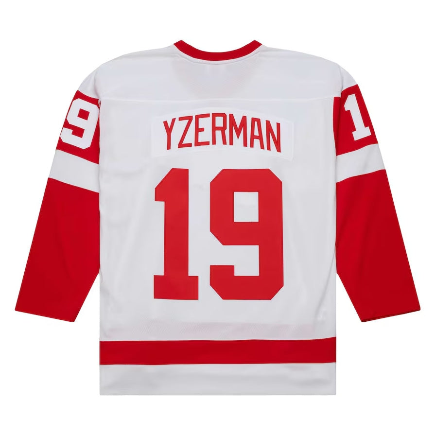 D.Red Wings #19 Steve Yzerman Mitchell & Ness 1983-84 Blue Line Player Jersey - White American Hockey Jerseys CustomName