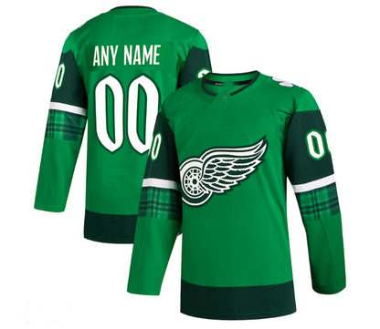 Custom D.Red Wings 2023 St. Patrick's Day Primegreen Authentic Custom Jersey - Kelly Green Stitched American Hockey Jerseys CustomName