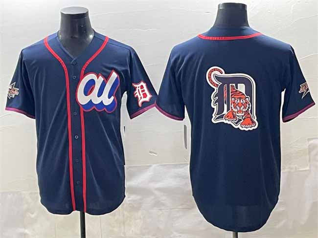 Detroit Tigers American League Team Big Logo Navy 2025 All-Star Edition Limited Stitched Baseball Jersey