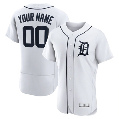 Custom Detroit Tigers White Official Authentic Custom Jersey Baseball Jerseys