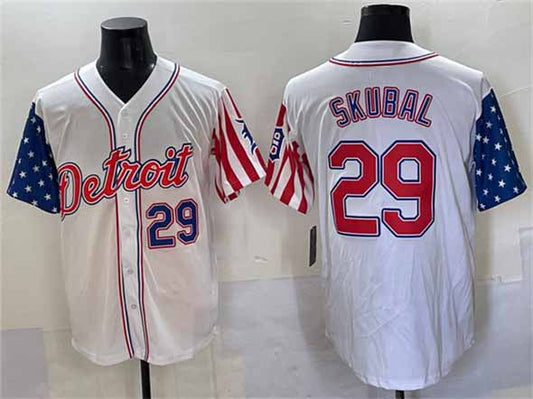 Detroit Tigers #29 Tarik Skubal White 2025 Memorial Day Vapor Premier Limited Stitched Baseball Jersey