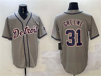 Detroit Tigers #31 Riley Greene Gray With Patch Cool Base Stitched Baseball Jersey