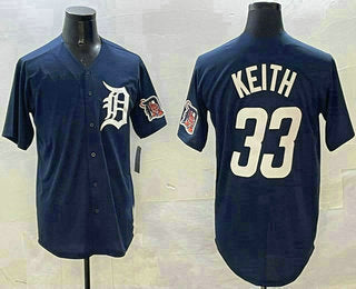 Detroit Tigers #33 Colt Keith Navy With Patch Cool Base Stitched Baseball Jerseys
