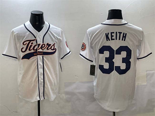 Detroit Tigers #33 Colt Keith White With Patch Cool Base Stitched Baseball Jersey