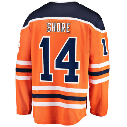 E.Oilers #14 Devin Shore Fanatics Branded Home Breakaway Player Jersey Orange Stitched American Hockey Jerseys CustomName