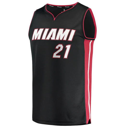 M.Heat #21 Dewayne Dedmon Fanatics Branded  2021-22 Fast Break Replica Jersey Icon Edition Black Stitched American Basketball Jersey