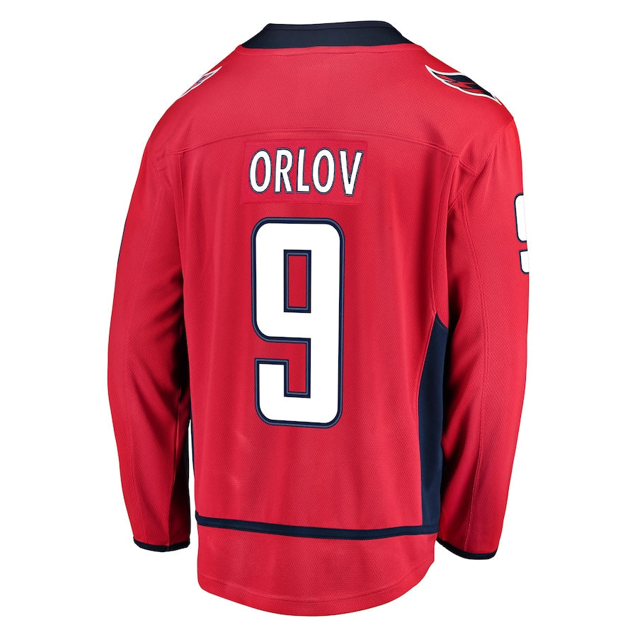 W.Capitals #9 Dmitry Orlov Fanatics Branded Home Breakaway Player Jersey Red Stitched American Hockey Jerseys CustomName