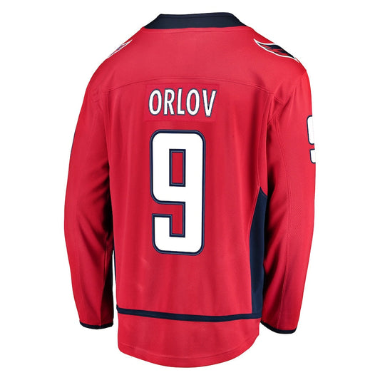 W.Capitals #9 Dmitry Orlov Fanatics Branded Home Breakaway Player Jersey Red Stitched American Hockey Jerseys CustomName