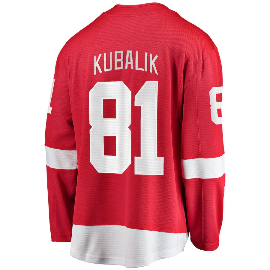 D.Red Wings #81 Dominik Kubalik Fanatics Branded Home Breakaway Player Jersey Red Stitched American Hockey Jerseys CustomName