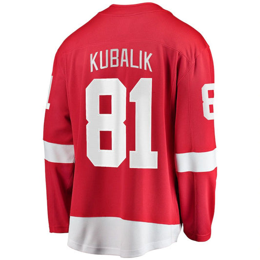 D.Red Wings #81 Dominik Kubalik Fanatics Branded Home Breakaway Player Jersey Red Stitched American Hockey Jerseys CustomName
