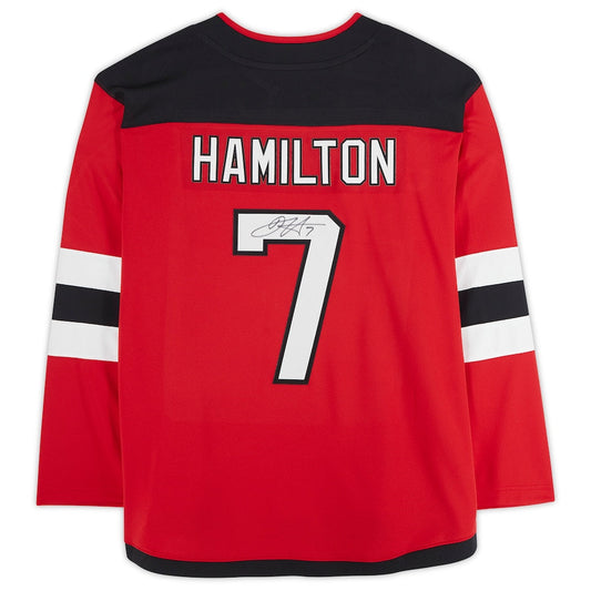 NJ.Devils #7 Dougie Hamilton Fanatics Authentic Autographed Fanatics Breakaway Jersey Red Stitched American Hockey Jerseys CustomName