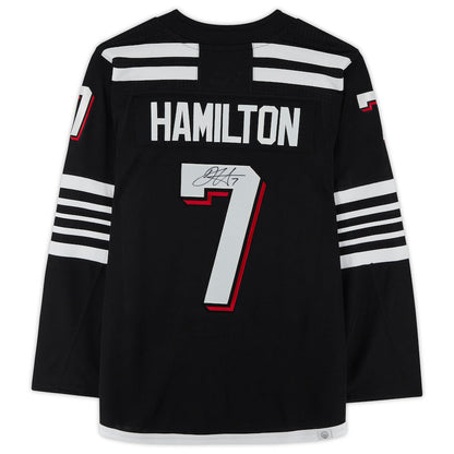 NJ.Devils #7 Dougie Hamilton Fanatics Authentic Autographed Black Stitched American Hockey Jerseys CustomName