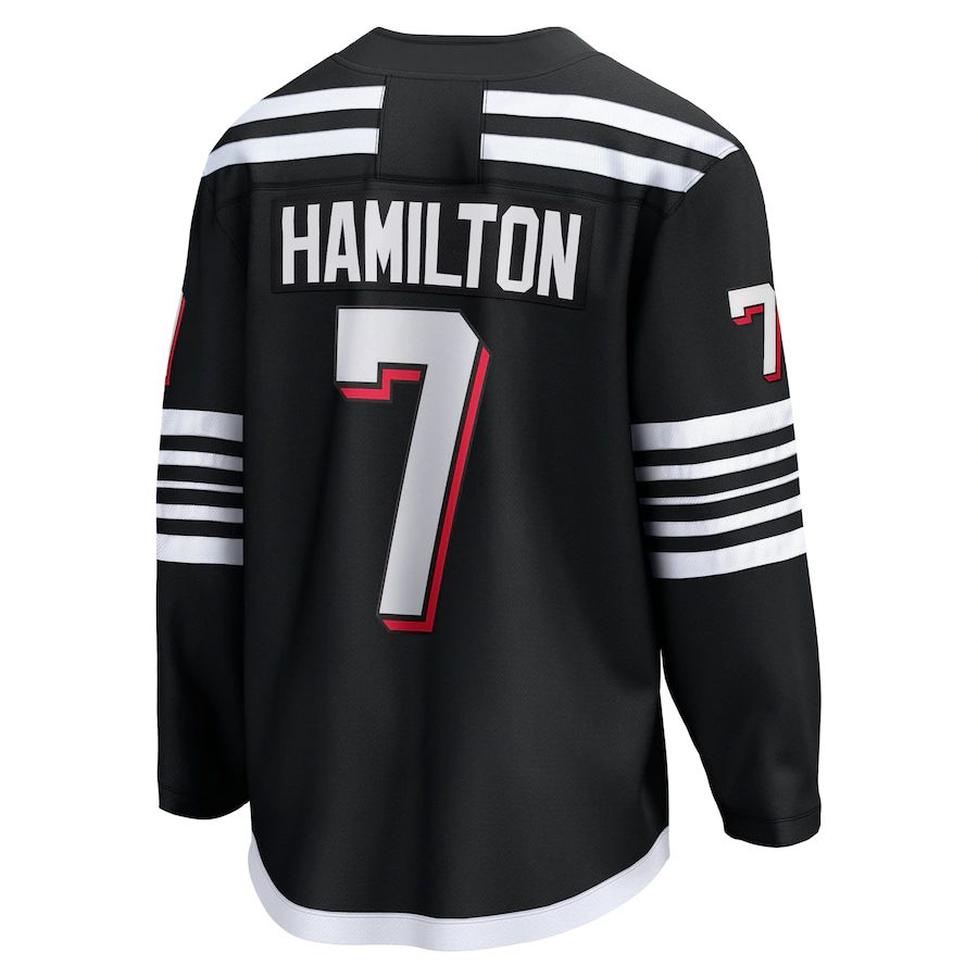 NJ.Devils #7 Dougie Hamilton Fanatics Branded Alternate Premier Breakaway Player Jersey Black Hockey Jerseys CustomName
